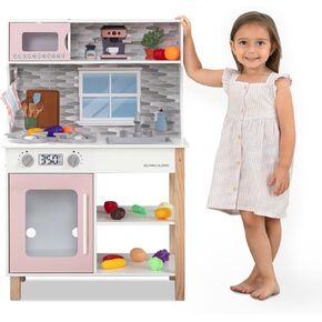 Delta Children Tiny Chef Play Kitchen - Toy Kitchen Playset with Realistic Knobs That Turn/Click, Oven, Sink, Microwave and 15 Pieces of Play Food, Green