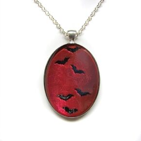 Gothic Bat Necklace Vampire Necklace Vintage Red Bat Cameo Pendant Choker Halloween Jewelry Gift