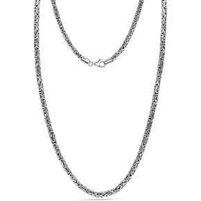 LeCalla Solid 925 Sterling Silver Oxidized Byzantine Necklace | Handmade Italian 2.5MM Byzantine Link Chain Necklace for Men Women (18, 20, 22, 24 Inches), 925 Made in Italy