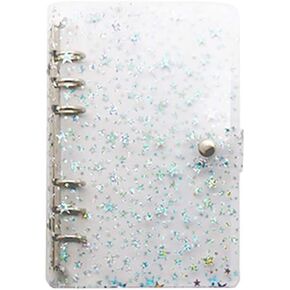 A5 6-Ring Binder Cover Clear PVC Notebook Cover Protector Refillable Notebook Shell with Snap Button Closure Loose Leaf Folder