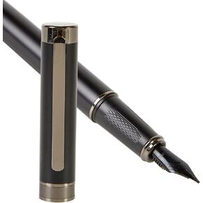 Luxury Fountain Pen Set for Writing Smooth Medium Nib 0.5mm Includes Refillable Ink Converter, 10 Black Ink Cartridges, Gift Box - Graceful Calligraphy