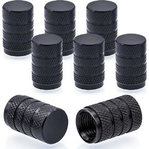 8PCS Tire Valve Stem Caps, Dust Proof, Anodized Aluminum Universal Tire Valve Stem Covers for Cars, SUV, Trucks, Bikes, Motorcycles, Bicycles(Black)