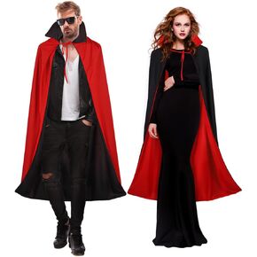 Garneck 1.4 M/55 Inch Halloween Vampire Cape Double Layer Dark Vampire Cloak for Women Men Role Play Vampire Costume Capes for Halloween Cosplay Parties Theme Party Supplies