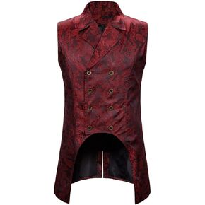 Men's Victorian Steampunk Vintage Vest Gothic Medieval Tailcoat Costume