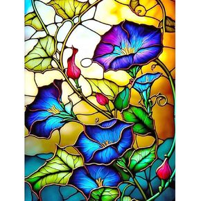 مجموعات الرسم الفني الماسي للزهور من QENSPE للبالغين والمبتدئين، لوحات دائرية كاملة بنقاط الماس، 5D DIY الفنون والحرف اليدوية مجموعات الرسم الفني 12 × 16 بوصة in Kuwait