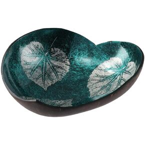 Entrance Key Storage Tray Coconut Shell Bowl Heart-shaped Painted Coconut Bowl Home Decoration Storage Bowl,Coconut Shell Heart Candy Bowl,Key Bowl,Blue,14 * 14 * 3 CM(style 1)