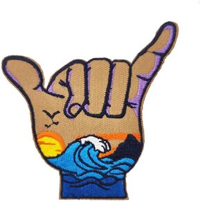 Cute-Patch Hawaii Shaka Hand Hang Loose Embroidered iron on patch Surf and Beach Gifts
