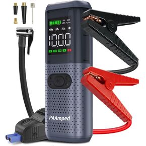 2500A Car Jump Starter (Gas/Diesel) Smart Portable Battery Pack, 12V Safe Jump Box with Extended Jumper Cables, Fast Charge, Lights
