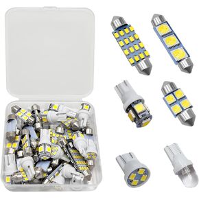 42PCS LED Interior Car Lights, Super Bright White Bulb Replacement Kit Set for Dome Map Interior Tail Cab License Plate Lights, T10 31mm 36mm 41mm 194 LED Width Lamp Bulb