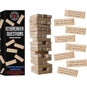 Icebreaker Questions Tumbling Tower Game™ - 54 Fun Conversation Starters - Family and Friends Party - Team-Building, Corporate, Get to Know You