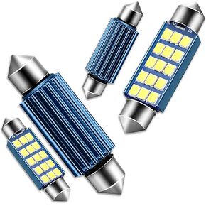 QODOLSI 4 PCS 578 LED Extremely Bright Bulbs, 1.59" 6500K 2835 Chipsets 400LM Bulbs for 41mm 42mm LED Interior Dome Map Door Lights 211-2 212-2 569 6411 6451 (White)