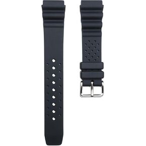 20mm Soft Black Rubber Watch Band Strap Compatible With Citizen Promaster Sports Divers Watches (Stainless Steel Brushed Buckle)