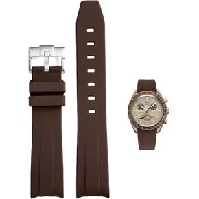 Bands for MoonSwatch Watch,Curved end No Gap,Premium Silicone Rubber Watch Strap for Omega X Swatch Moonswatch Speedmaster/Rolex/SEIKO 20mm Watch Strap Replacement Band for Men Women