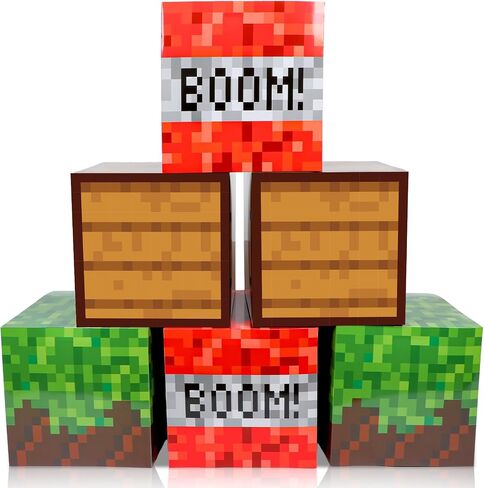 6Pieces Large Pixel Mine Party Boxes Pixel Video Game Party Decorations Pixel Miner Theme Birthday party Supplies Pixel Miner Video Gaming Centerpieces Boxes for Kid Teen Gift Birthday Party Favor in Saudi Arabia