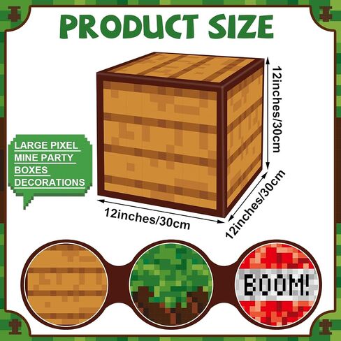 6Pieces Large Pixel Mine Party Boxes Pixel Video Game Party Decorations Pixel Miner Theme Birthday party Supplies Pixel Miner Video Gaming Centerpieces Boxes for Kid Teen Gift Birthday Party Favor in Saudi Arabia