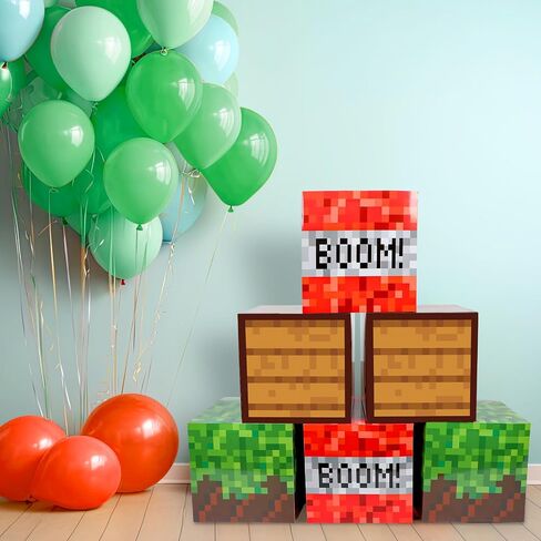 6Pieces Large Pixel Mine Party Boxes Pixel Video Game Party Decorations Pixel Miner Theme Birthday party Supplies Pixel Miner Video Gaming Centerpieces Boxes for Kid Teen Gift Birthday Party Favor in Saudi Arabia
