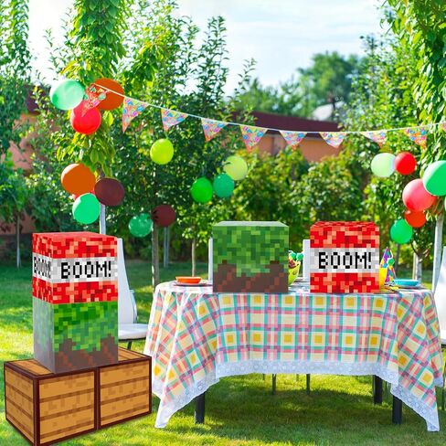 6Pieces Large Pixel Mine Party Boxes Pixel Video Game Party Decorations Pixel Miner Theme Birthday party Supplies Pixel Miner Video Gaming Centerpieces Boxes for Kid Teen Gift Birthday Party Favor in Saudi Arabia