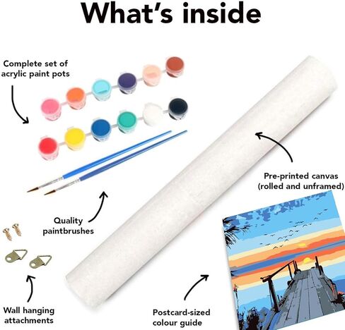 FQOVKYN 2 Pack Paint by Numbers Kit for Adults, Easy Landscape Paint by Number Kits for Beginner with Wooden Frame, Acrylic Seaside Scenery Paint by Number Kits on Canvas for Wall Decor （8x8 inches） in Saudi Arabia