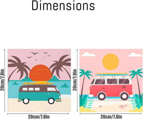 FQOVKYN 2 Pack Paint by Numbers Kit for Adults, Easy Landscape Paint by Number Kits for Beginner with Wooden Frame, Acrylic Seaside Scenery Paint by Number Kits on Canvas for Wall Decor （8x8 inches） in Saudi Arabia