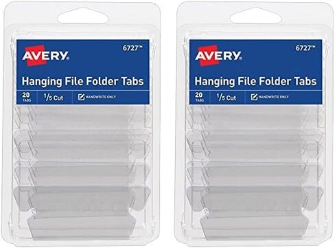 Avery Hanging File Folder Tabs and Inserts, 1/5 Cut, Clear, 20 File Folder Tabs and Inserts Total (06727) in Kuwait