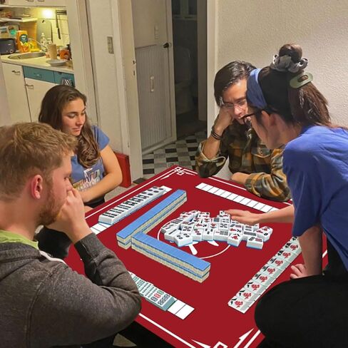 حصيرة ماجونج، غطاء طاولة ماجونج مضاد للانزلاق لتقليل الضوضاء، مفرش طاولة ماجونج سميك 2.56 قدم × 2.56 قدم لألعاب بطاقات ماجونج بوكر وألعاب البلاط والدومينو (أزرق، 2.56 قدم) in Kuwait