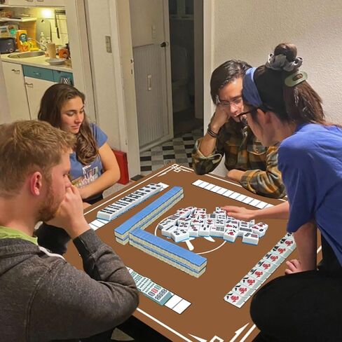 حصيرة ماجونج، غطاء طاولة ماجونج مضاد للانزلاق لتقليل الضوضاء، مفرش طاولة ماجونج سميك 2.56 قدم × 2.56 قدم لألعاب بطاقات ماجونج بوكر وألعاب البلاط والدومينو (أزرق، 2.56 قدم) in Kuwait