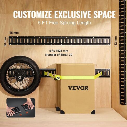 VEVOR E-Track Tie-Down Rail، 4 قطع من القضبان الفولاذية بطول 5 أقدام مع فتحات قياسية 1 × 2.5 بوصة، متوافقة مع حلقات O وD وربطات العنق وأشرطة السقاطة والسلاسل المعلقة، لتأمين البضائع والمعدات الثقيلة in Saudi Arabia