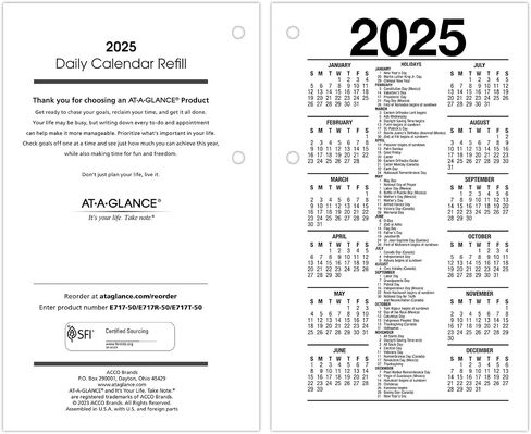 ات- ايه- جلانس إعادة تعبئة تقويم المكتب اليومي لعام 2024، 3-1/2 انش × 6 انش، قياسي، ورق فضفاض، معاد تدويره (E717R5024) in Kuwait