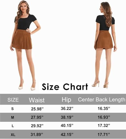 تنورة قصيرة للسيدات من DIASHINY مصنوعة من الجلد السويدي الصناعي بطول فوق الركبة ملفوفة على شكل حرف A للشتاء والربيع والخريف in Kuwait