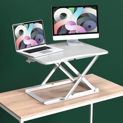 مكتب قائم ZINUS Molly مقاس 28 بوصة مع ارتفاع قابل للتعديل / محطة عمل سطح المكتب / محول مكتب / بدون تجميع، أبيض in Kuwait