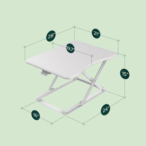 مكتب قائم ZINUS Molly مقاس 28 بوصة مع ارتفاع قابل للتعديل / محطة عمل سطح المكتب / محول مكتب / بدون تجميع، أبيض in Kuwait