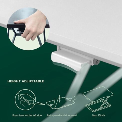 مكتب قائم ZINUS Molly مقاس 28 بوصة مع ارتفاع قابل للتعديل / محطة عمل سطح المكتب / محول مكتب / بدون تجميع، أبيض in Kuwait