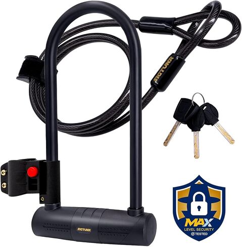 Bike U-Lock - Sigtuna Bike Lock Heavy Duty Anti-Theft with 4ft/1.2m Cable, Bicycle U-Lock with Sturdy Mounting Bracket for Mountain Bikes, Ebikes, Scooters in Saudi Arabia