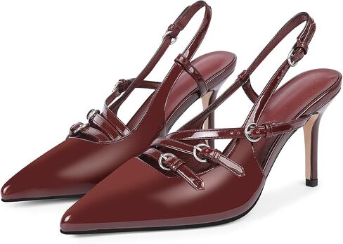 Slingback Kitten Heels for Women,3.3-in Heel Closed Pointed Toe with Adjustable Buckle Strap,Comfortable Stiletto Heels Heeled Sandals Pump Shoes Sexy,Elegant Party Dress Shoes in Saudi Arabia