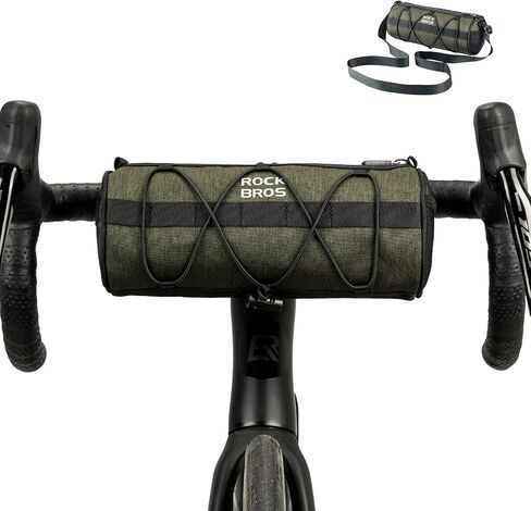 ROCKBROS Bike Handlebar Bag Small Bicycle Handle Bar Bag Handy Front Bike Bags Handlebar Storage Pouch Pack with Shoulder Strap Little Mountain Road Bike Barrel Bag in Kuwait