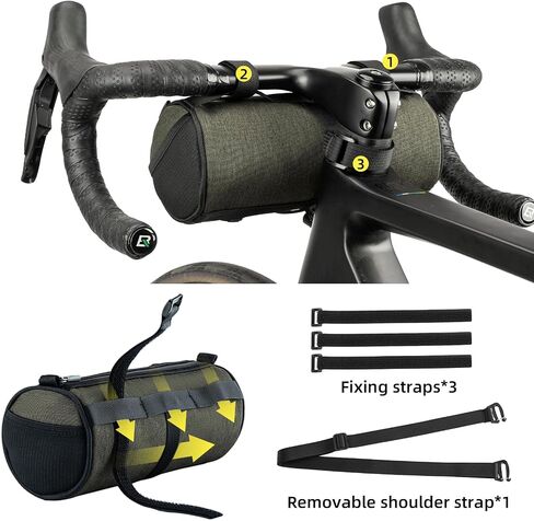 ROCKBROS Bike Handlebar Bag Small Bicycle Handle Bar Bag Handy Front Bike Bags Handlebar Storage Pouch Pack with Shoulder Strap Little Mountain Road Bike Barrel Bag in Kuwait
