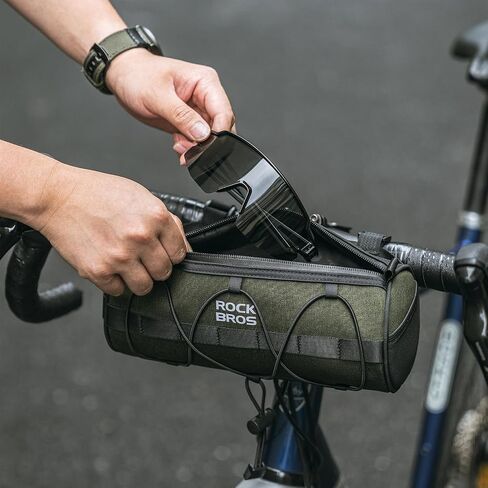 ROCKBROS Bike Handlebar Bag Small Bicycle Handle Bar Bag Handy Front Bike Bags Handlebar Storage Pouch Pack with Shoulder Strap Little Mountain Road Bike Barrel Bag in Kuwait