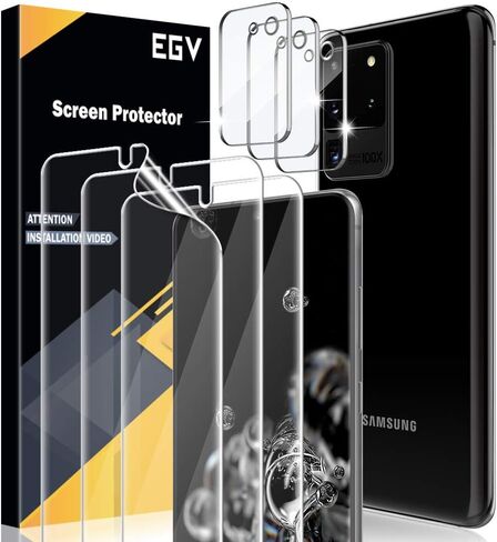 عبوتان من EGV لواقي شاشة الخصوصية الفائق لهاتف Samsung Galaxy S21 [ليس زجاجيًا]، متوافق مع بصمات الأصابع، خالٍ من الفقاعات، مع أداة تركيب سهلة، تغطية كاملة لهاتف S21 Ultra مقاس 6.8 بوصة in Kuwait