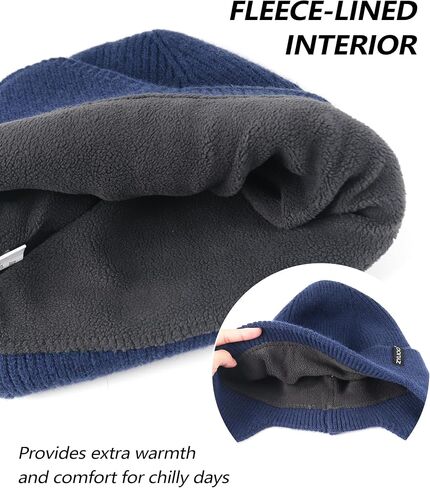 Zylioo Oversize 3XL/2XL/XL/L Beanie Hats with Ear Flap,S/M Fleece Lined Stocking Cap,Plus Size Knitted Winter Warm Hats in Saudi Arabia