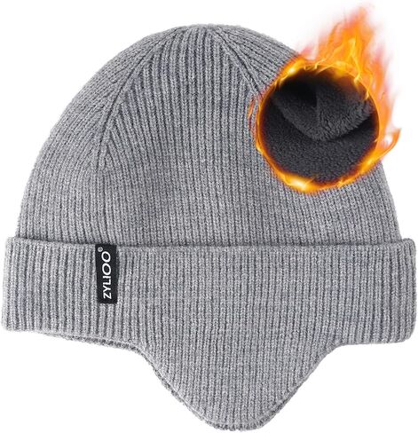 Zylioo Oversize 3XL/2XL/XL/L Beanie Hats with Ear Flap,S/M Fleece Lined Stocking Cap,Plus Size Knitted Winter Warm Hats in Saudi Arabia