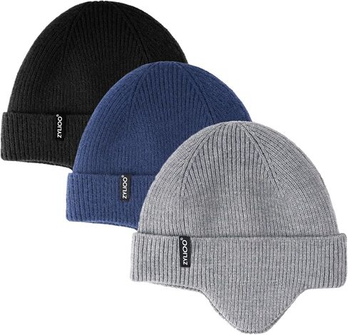 Zylioo Oversize 3XL/2XL/XL/L Beanie Hats with Ear Flap,S/M Fleece Lined Stocking Cap,Plus Size Knitted Winter Warm Hats in Saudi Arabia
