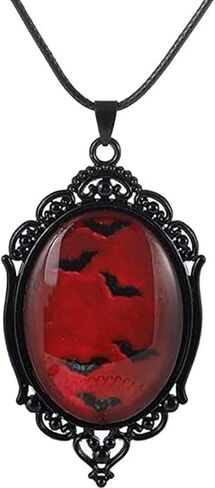 Gothic Bat Necklace Vampire Necklace Vintage Red Bat Cameo Pendant Choker Halloween Jewelry Gift in Saudi Arabia