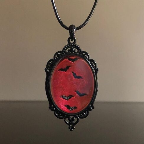 Gothic Bat Necklace Vampire Necklace Vintage Red Bat Cameo Pendant Choker Halloween Jewelry Gift in Saudi Arabia