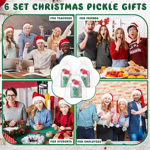 Christmas Pickle Gifts German Pickle in Santa Hat Ornament with The Legend of Pickle Card and Organza Bags Crochet Cucumber Knitted Positive Doll Stuff for Family Student Friend(12 Sets) in Saudi Arabia