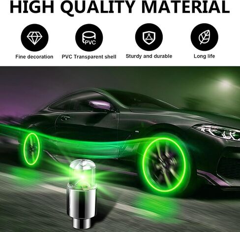 6 PCS Car Tire Valve Light, Vibration Sensor Breathing Flash Light, Auto Modified Accessories, for Most Cars (Green) in Saudi Arabia