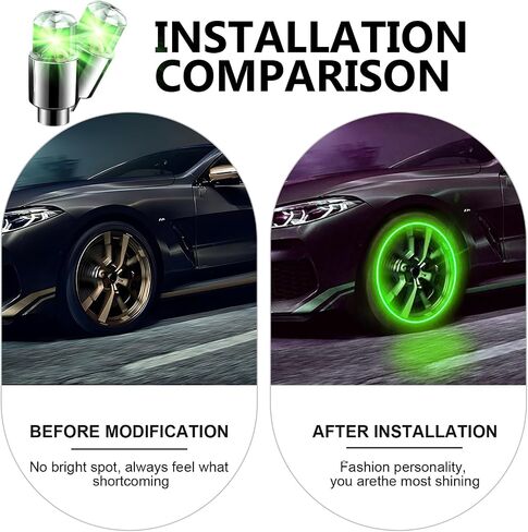 6 PCS Car Tire Valve Light, Vibration Sensor Breathing Flash Light, Auto Modified Accessories, for Most Cars (Green) in Saudi Arabia