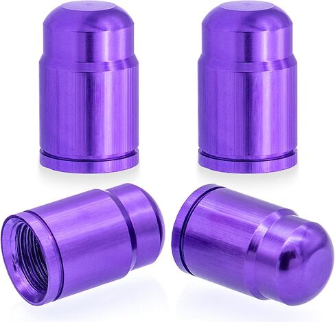 4PCS Car Tire Valve Stem Caps, Aluminum Alloy Wheel Valve Covers with Rubber O-Ring, Universal for Cars, SUVs, Bike, Bicycles,Trucks and Motorcycles (Purple) in Kuwait