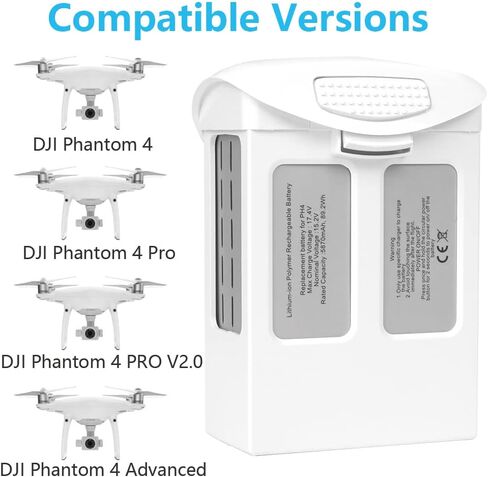 بطارية Homesuit Phantom 4، بطارية طائرة بدون طيار ذكية ذات سعة عالية 15.2 فولت 5870 مللي أمبير في الساعة، عبوتان لطائرة DJI Phantom 4 Series Drone، DJI Phantom 4، Phantom 4 Pro، Phantom 4 Pro V2.0، Phantom 4 Advanced in Saudi Arabia