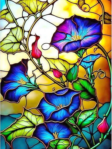 QENSPE Flowers Diamond Art Painting Kits for Adults and Beginners,Round Full Drill Diamond Dots Paintings,5D DIY Arts and Crafts Gem Art Painting Kits 12x16inch in Kuwait