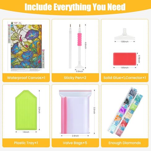 QENSPE Flowers Diamond Art Painting Kits for Adults and Beginners,Round Full Drill Diamond Dots Paintings,5D DIY Arts and Crafts Gem Art Painting Kits 12x16inch in Kuwait